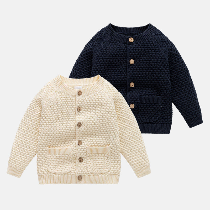 Boys' Fall Winter Coat Round Neck Sweater - Kidnor