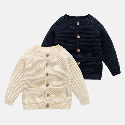 Boys' Fall Winter Coat Round Neck Sweater - Kidnor