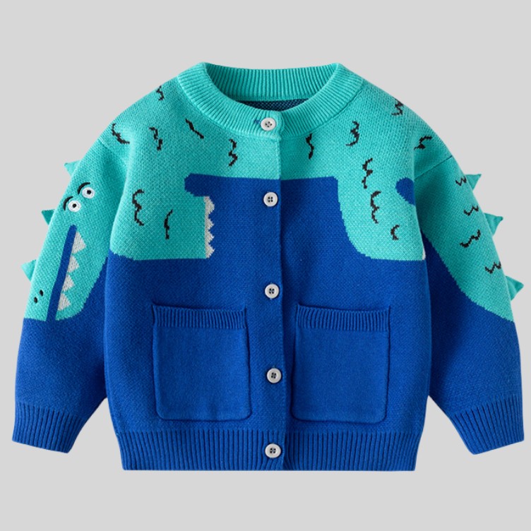 Little Dinosaur Knitted Boys' Cardigan Sweater - Kidnor