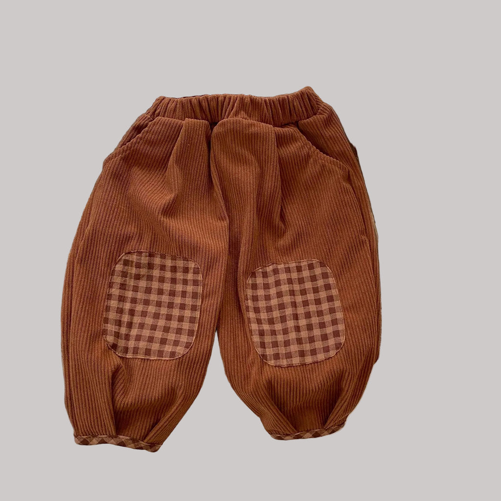 Baby Corduroy Check Pattren All-match Trousers