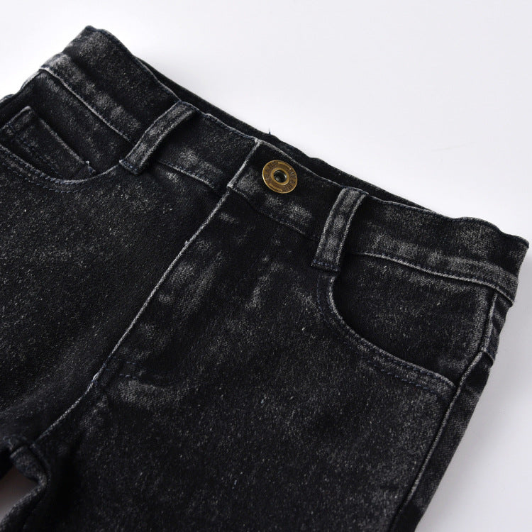 Children's High Elastic Fitting Denim Trousers - Kidnor