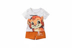Small Stone Print And Suspender Pants Baby Clothing Two-piece Set