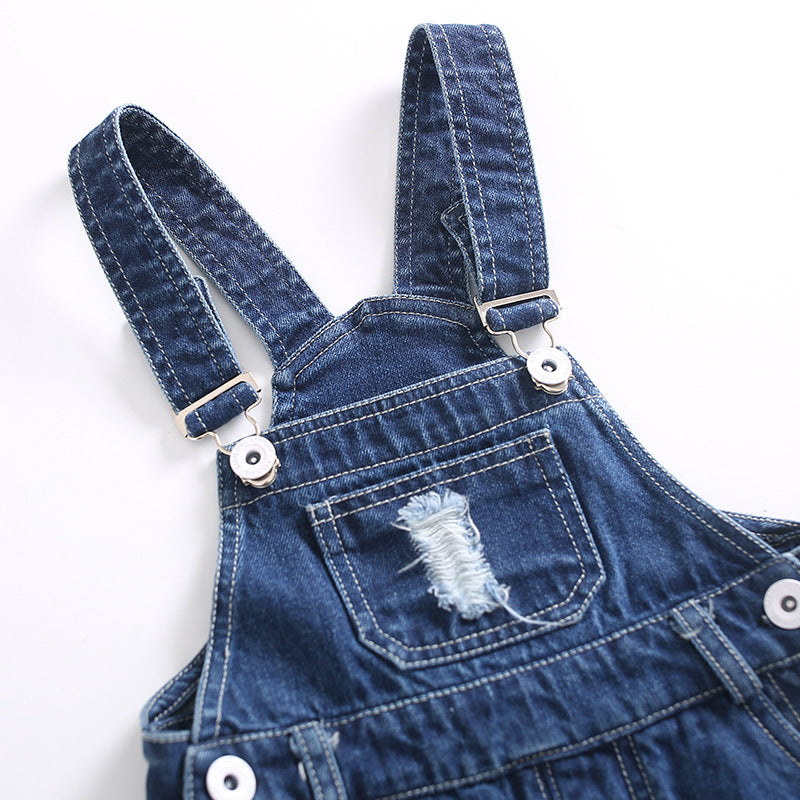Boys' Fashion Simple Denim Suspender Pants - Kidnor