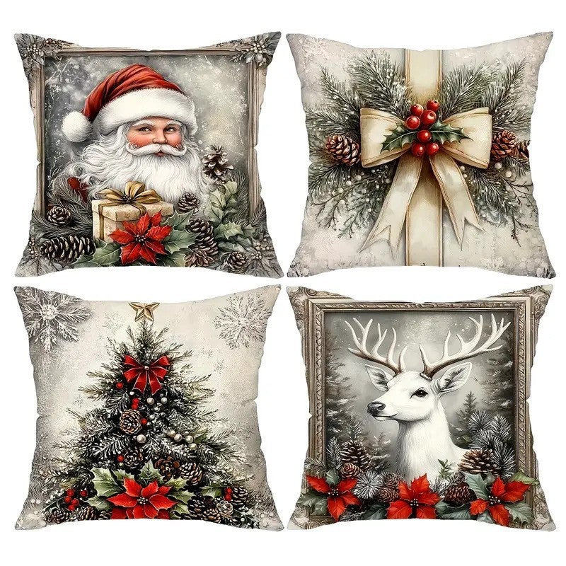 Christmas Festival Elk Rabbit Decorative Sofa Atmosphere Linen Cushion Cover