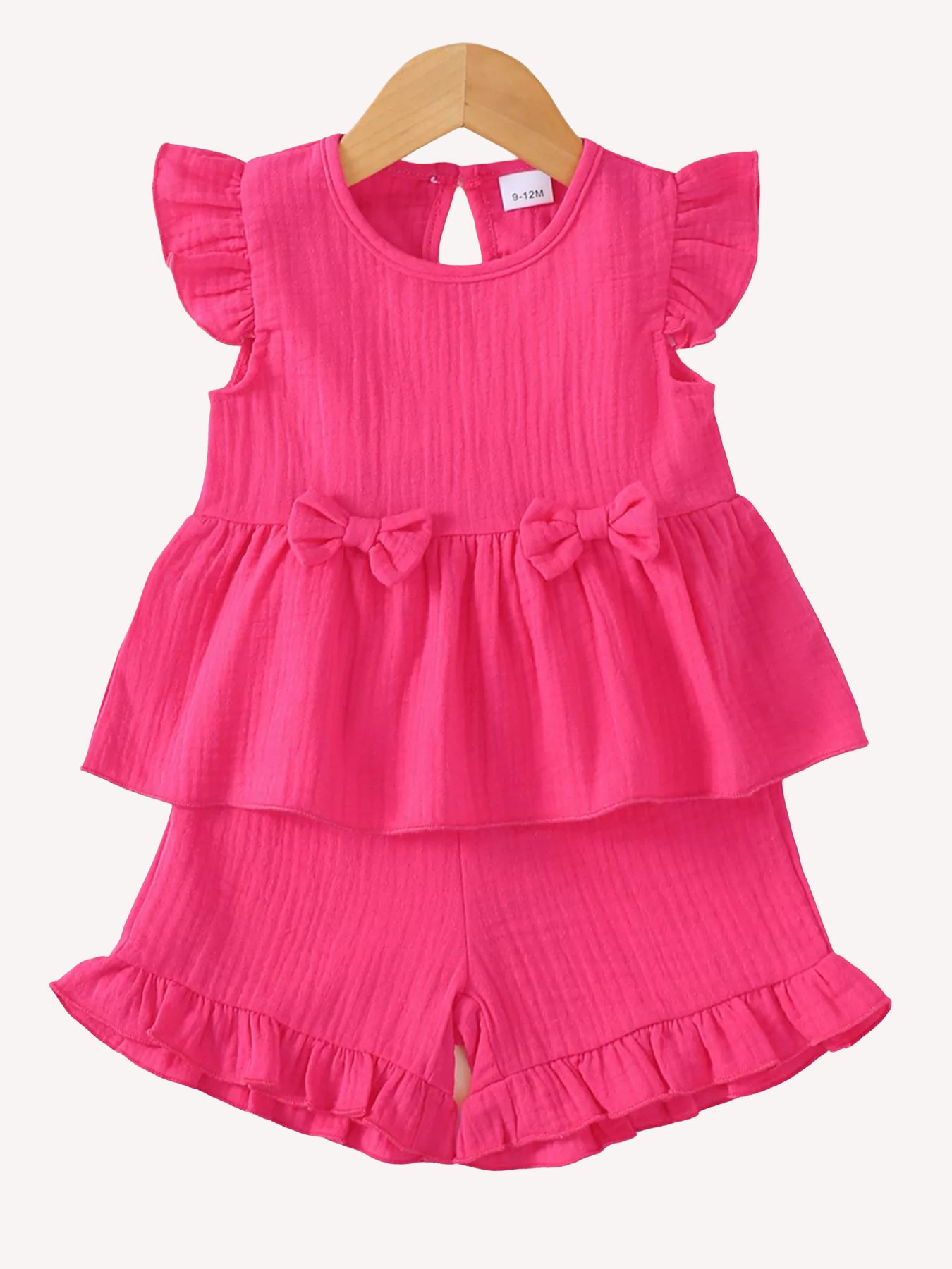 Children's Ruffle Trim Bowknot Top & Shorts Set - Kidnor
