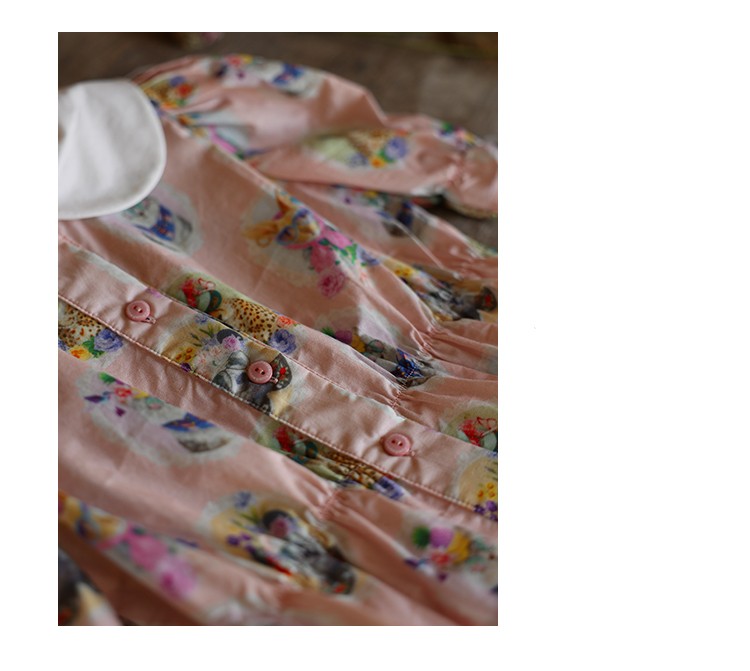 Girls' White Lapel Floral Doll Shirt