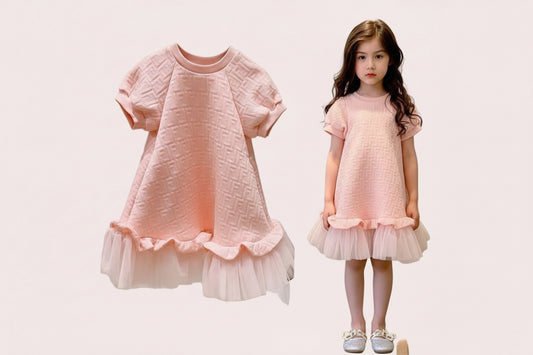 Mesh Short Sleeve Dress Princess Dress