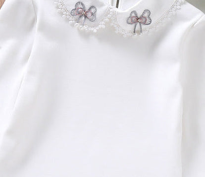 Children's Peter Pan Collar White Long-sleeved Bottoming Shirt