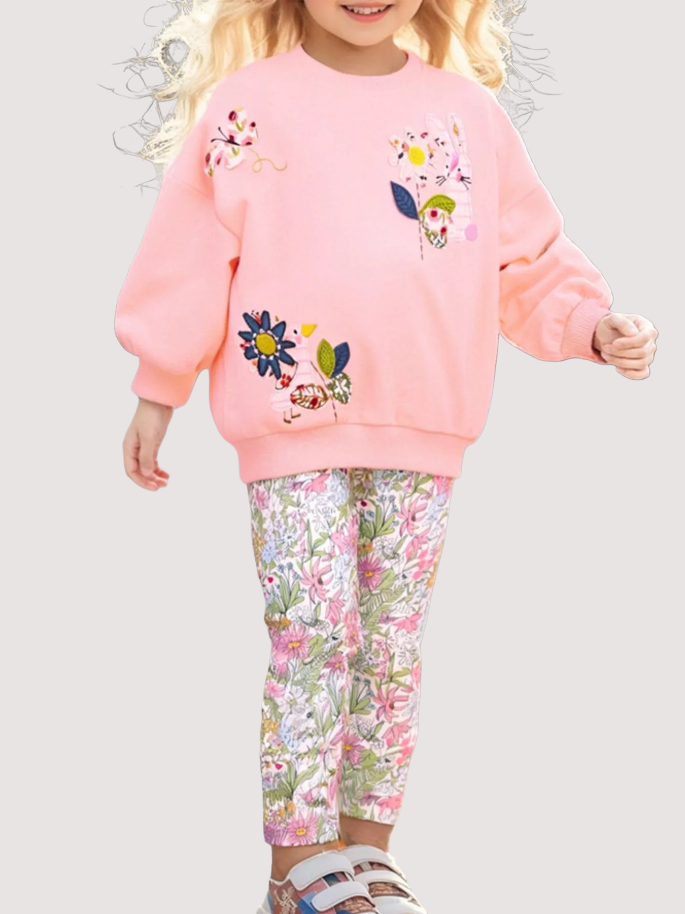 Children's Floral Sweatshirt & Leggings Set - Kidnor