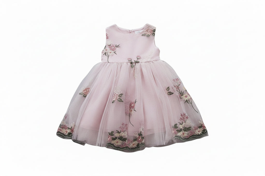 Girls' Cotton Embroidered Sling Sleeveless Dress - Kidnor